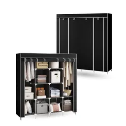 Clóset Organizador De Ropa Plegable 4 Puertas 12 Espacios Tela Negro Innovo+