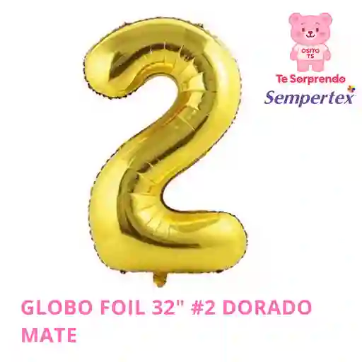 Globo Numero 2 32" Dorado Mate Sempertex
