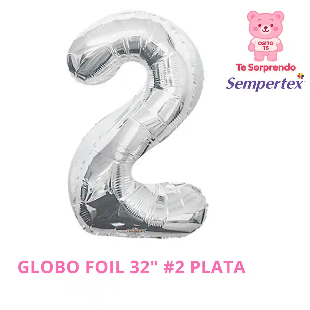 Globo Numero 2 32" Plateado Sempertex