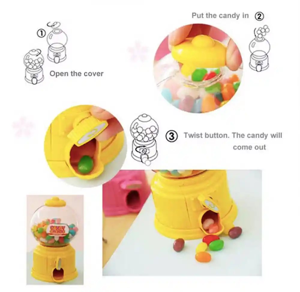 Mini Maquina Dispensadora De Dulces Ideal Para Detalles Rosada