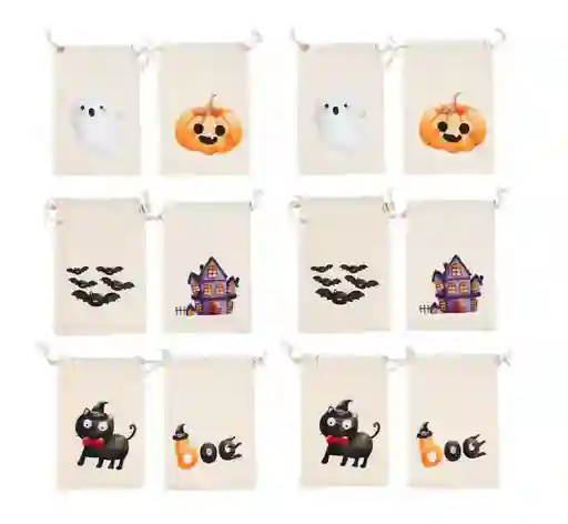 Bolsas Regalo Halloween En Tela Pack 12 Unidades