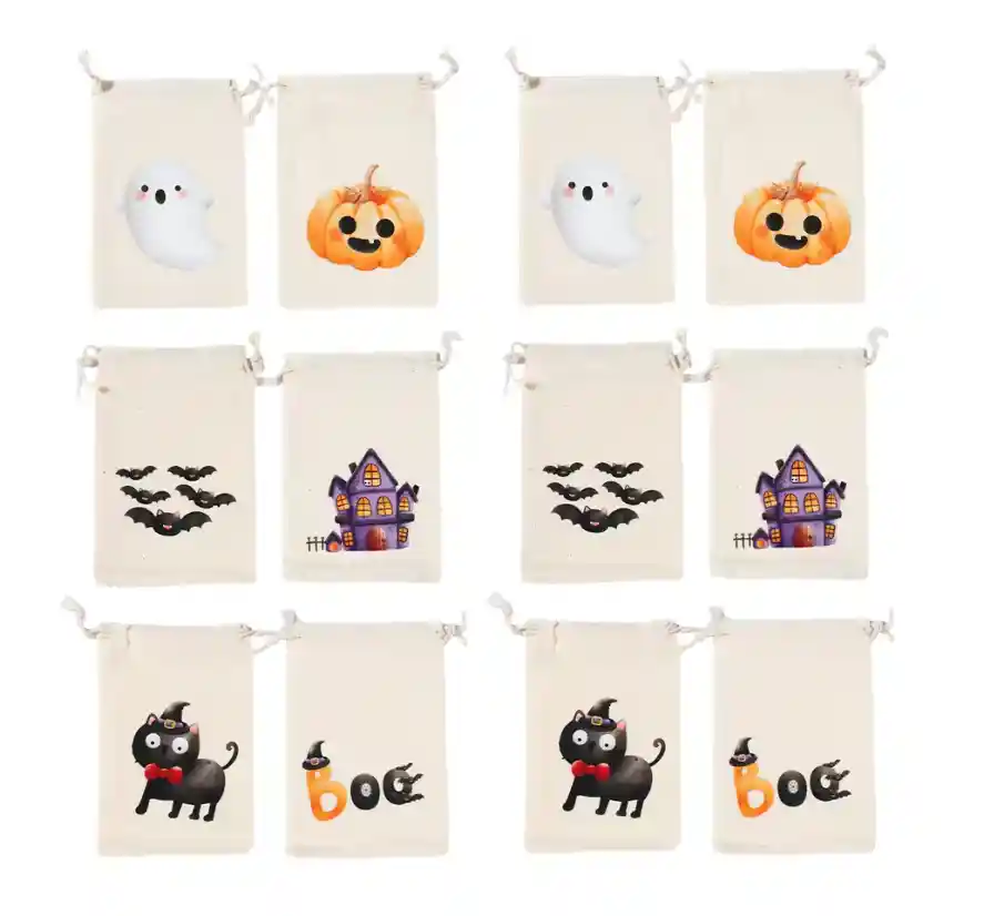 Bolsas Regalo Halloween En Tela Pack 12 Unidades