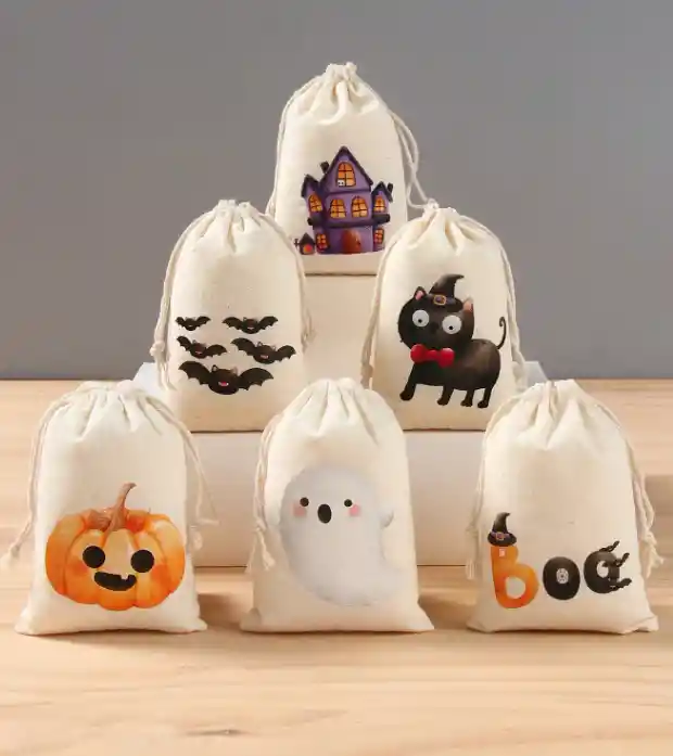 Bolsas Regalo Halloween En Tela Pack 12 Unidades