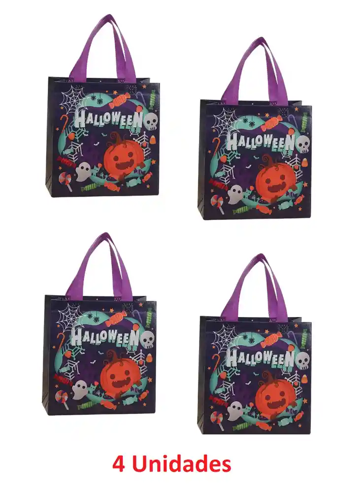 Bolsas Empaques Halloween Impresas Polipropileno Ecológicas 4 Unds