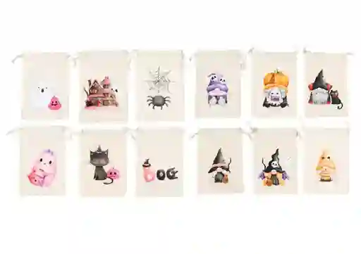 Bolsas Regalo Halloween En Tela Pack 12 Unidades