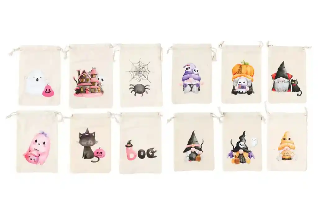 Bolsas Regalo Halloween En Tela Pack 12 Unidades