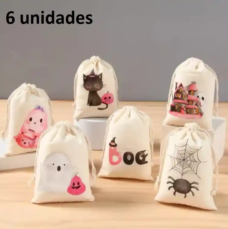 Bolsas Regalo Halloween En Tela Pack 12 Unidades