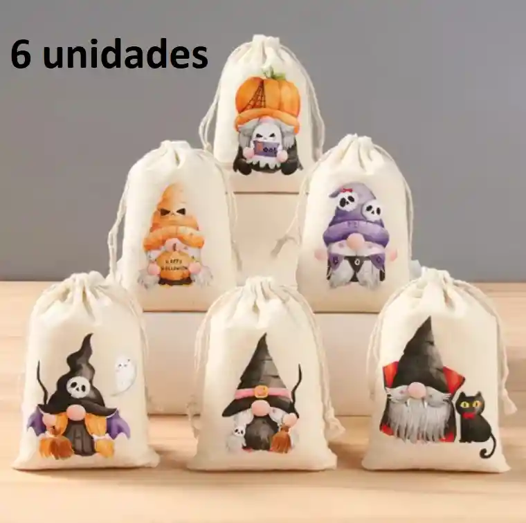 Bolsas Regalo Halloween En Tela Pack 12 Unidades