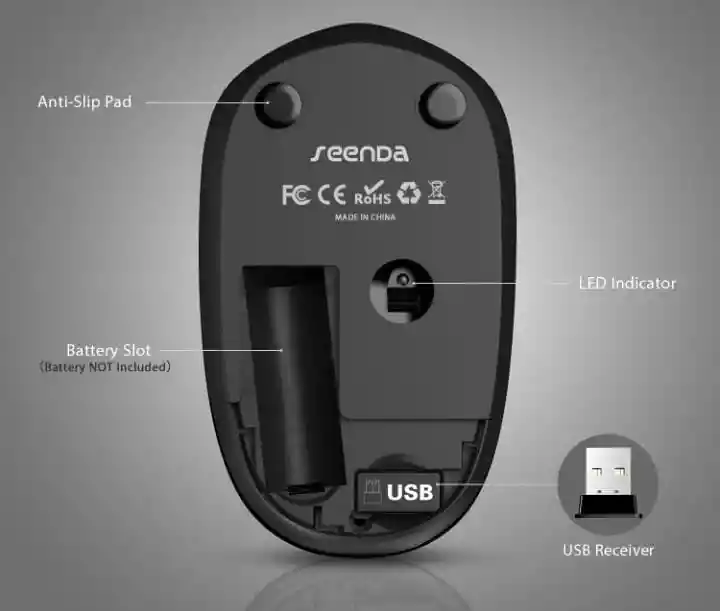 Mouse Inalambrico Mikuso Mos-w080 Negro