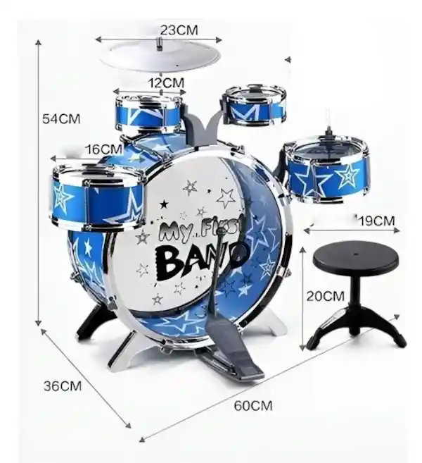 Batería Musical Big Band 8 Piezas Y Azul