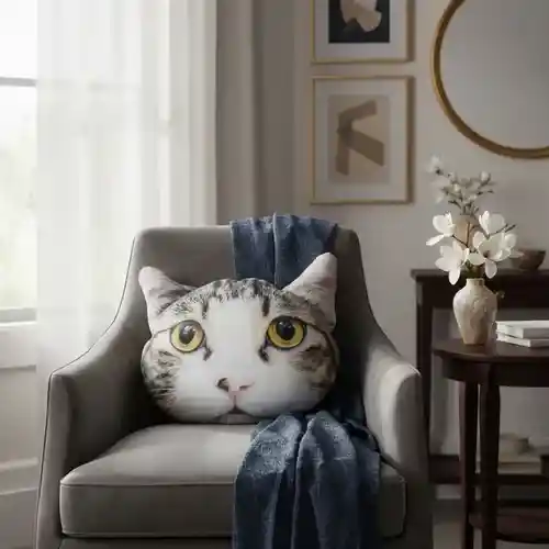 Cojín Cara De Gato Ojos Amarillos