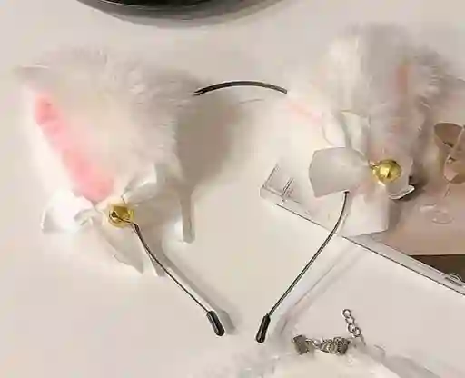 Disfraz Gato Orejitas Diadema Balaca Blanca