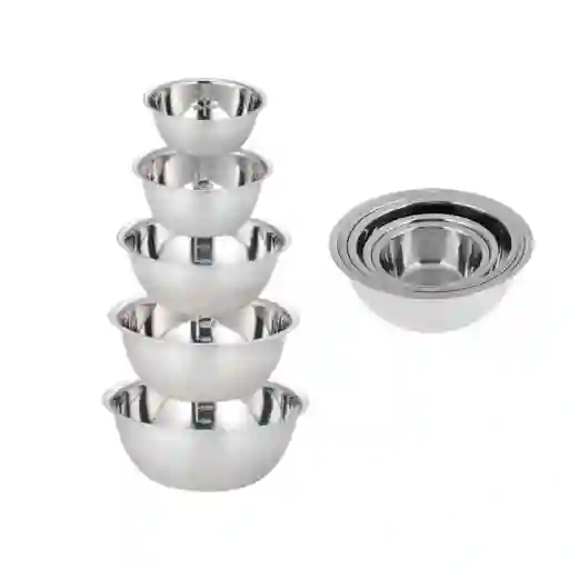 Set De 5 Ensaladeras Bowls De Cocina En Acero
