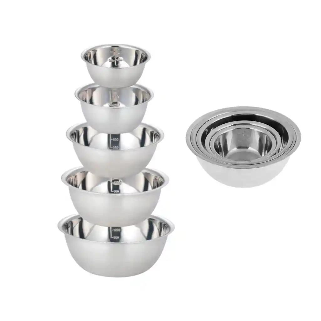 Set De 5 Ensaladeras Bowls De Cocina En Acero