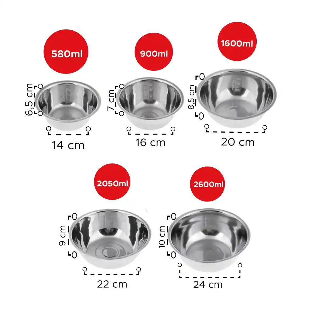 Set De 5 Ensaladeras Bowls De Cocina En Acero