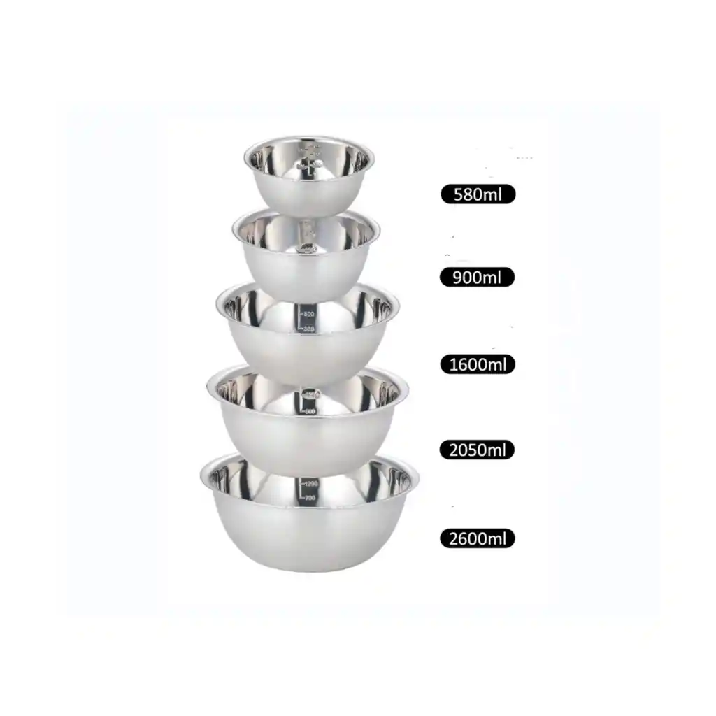 Set De 5 Ensaladeras Bowls De Cocina En Acero