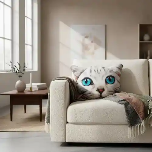Cojín Cara De Gato Ojos Azules