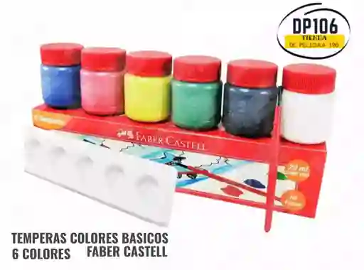 Temperas Faber-castell - Kit De 6 Colores Basicos Y Pincel