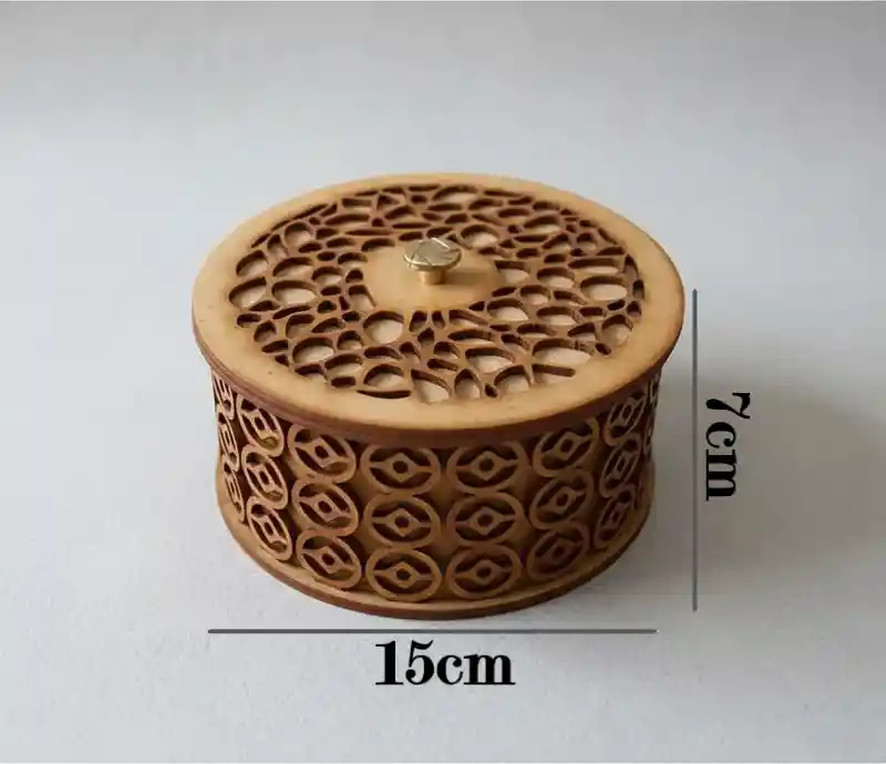 Caja De Madera Cilindrica Mediana Color Habano