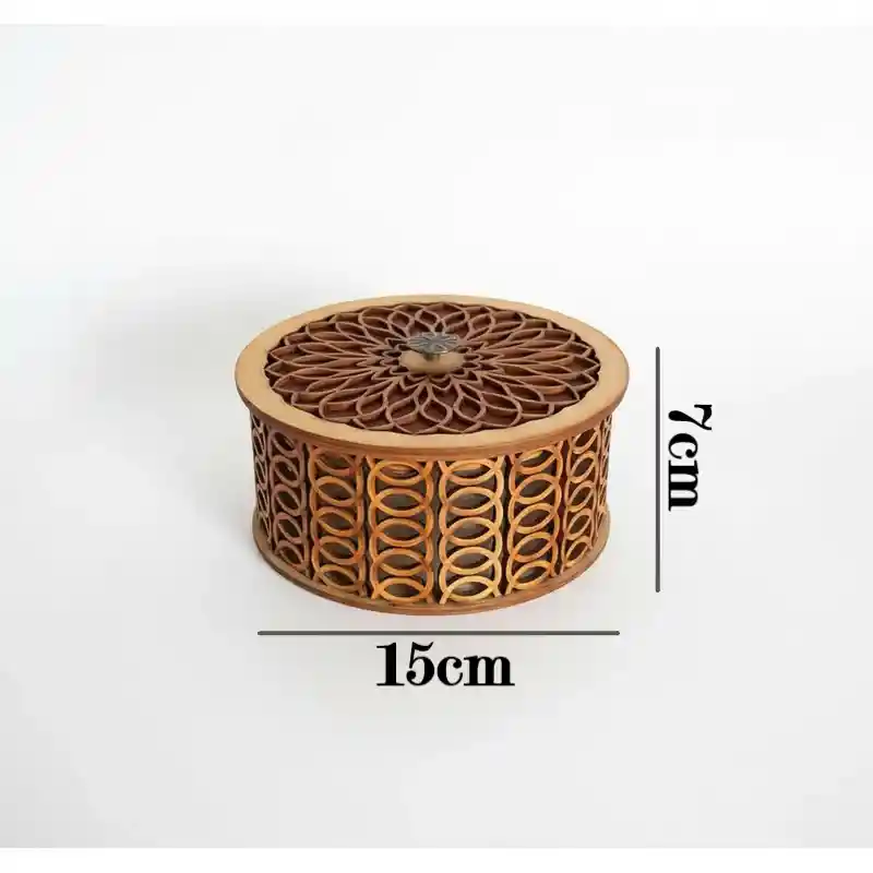 Caja Cilindrica De Madera Mediana Color Rojo