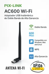 Antena Wi-fi Usb De Alta Velocidad (600 Mbps) - Compatible Con Windows, Mac, Linux