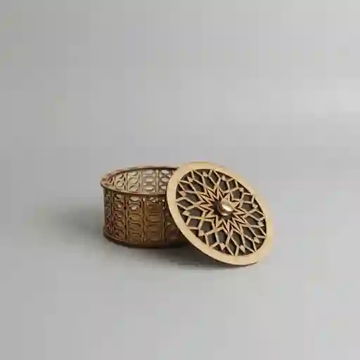 Caja Cilindrica De Madera Mediana Color Negro