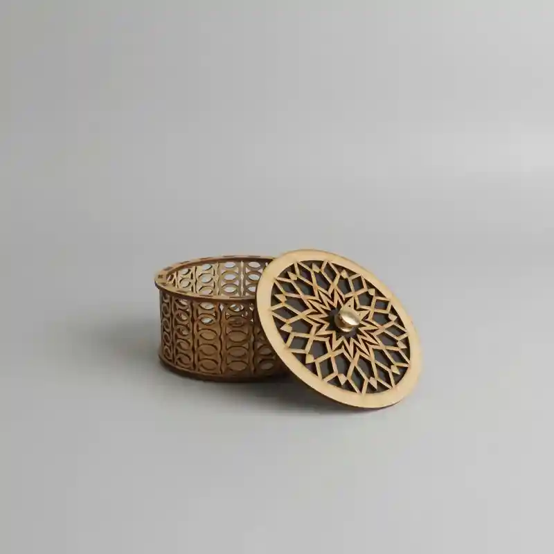 Caja Cilindrica De Madera Mediana Color Negro