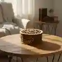 Caja Cilindrica De Madera Mediana Color Negro