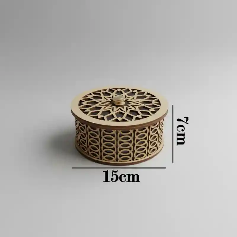 Caja Cilindrica De Madera Mediana Color Negro