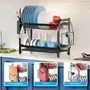 Escurridor De Platos De 2 Niveles Con Bandejas De Extraíbles Color Negro