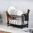 Escurridor De Platos De 2 Niveles Con Bandejas De Extraíbles Color Negro