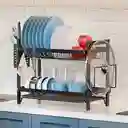 Escurridor De Platos De 2 Niveles Con Bandejas De Extraíbles Color Negro