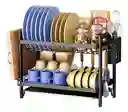 Escurridor De Platos De 2 Niveles Con Bandejas De Extraíbles Color Negro