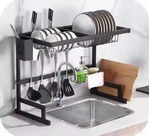 Seca Plato Acero Inoxidable 66cm Escurridor Vajilla Color Negro