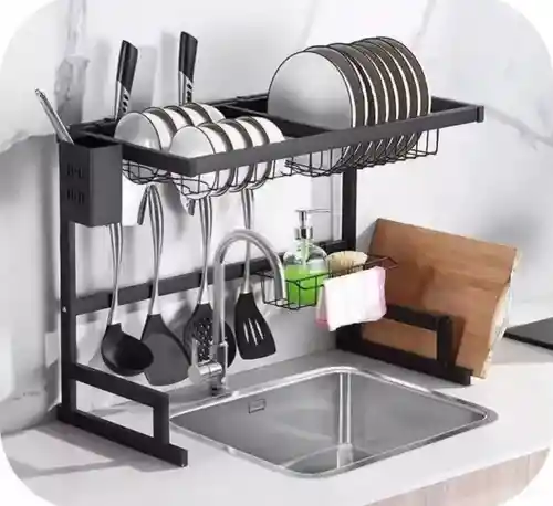Seca Plato Acero Inoxidable 66cm Escurridor Vajilla Color Negro