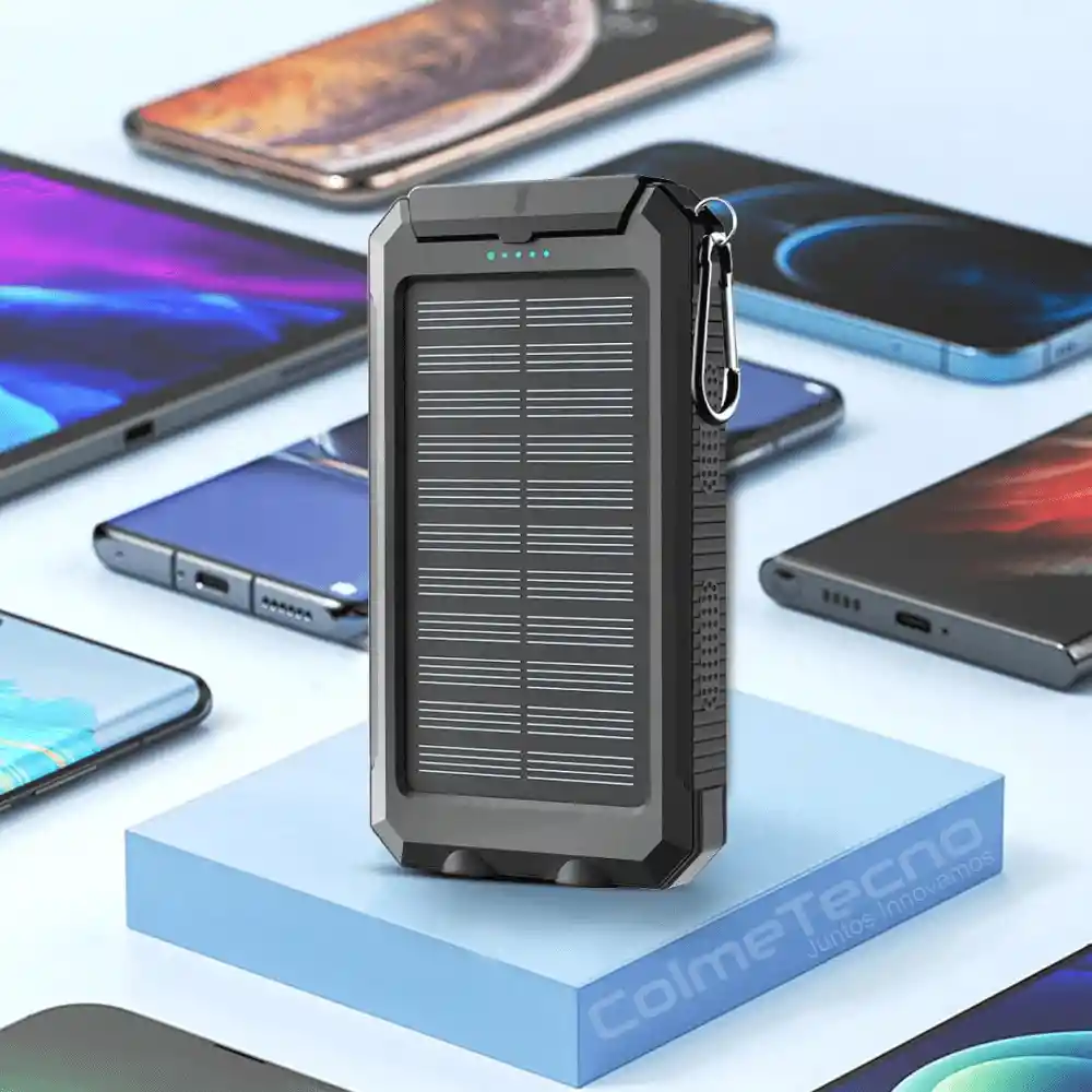 Power Bank Solar 20000mah Cargador Portátil Luz 2usb Brujula