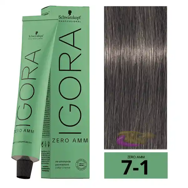 Igora Zero Amm (sin Amoniaco) 7-1 Rubio Medio Ceniza 60 Ml