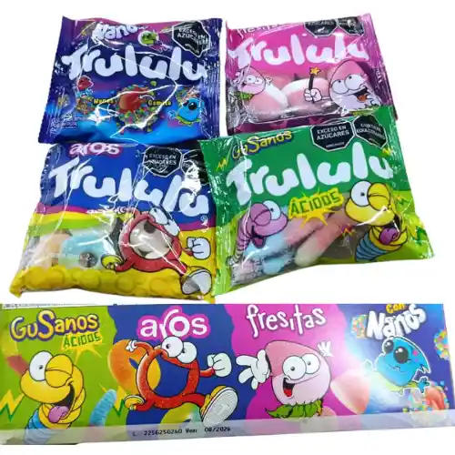 Gomitas Trululu Gusano/aros/nanos/fresitas X35gr