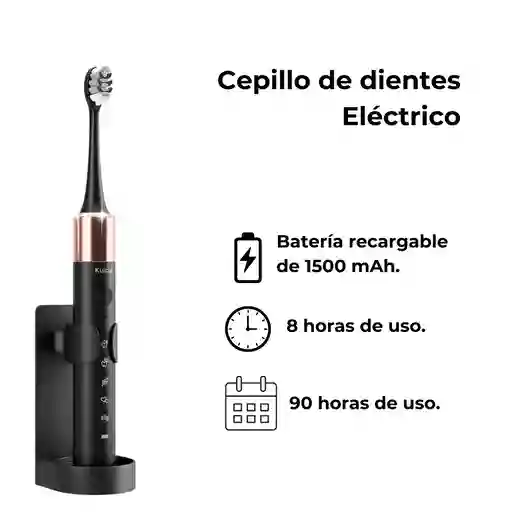 Cepillo Eléctrico Negro Con 10 Repuestos Y Estuche