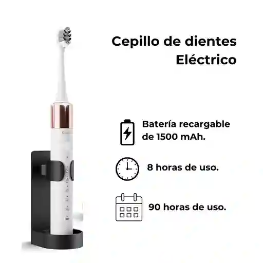 Cepillo Eléctrico Blanco Con 10 Repuestos Y Estuche