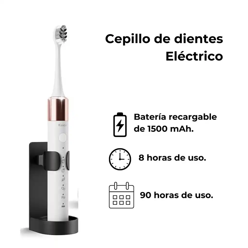 Cepillo Eléctrico Blanco Con 10 Repuestos Y Estuche