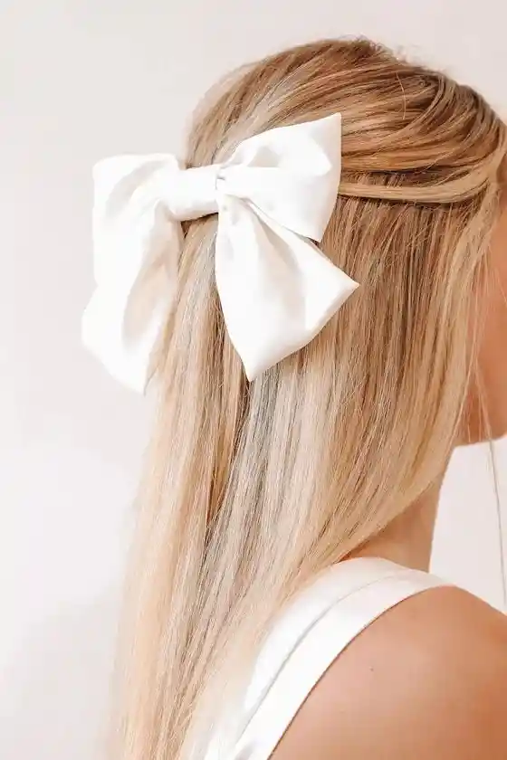 Moño Lazo Satín Para Cabello Pelo Con Hebilla