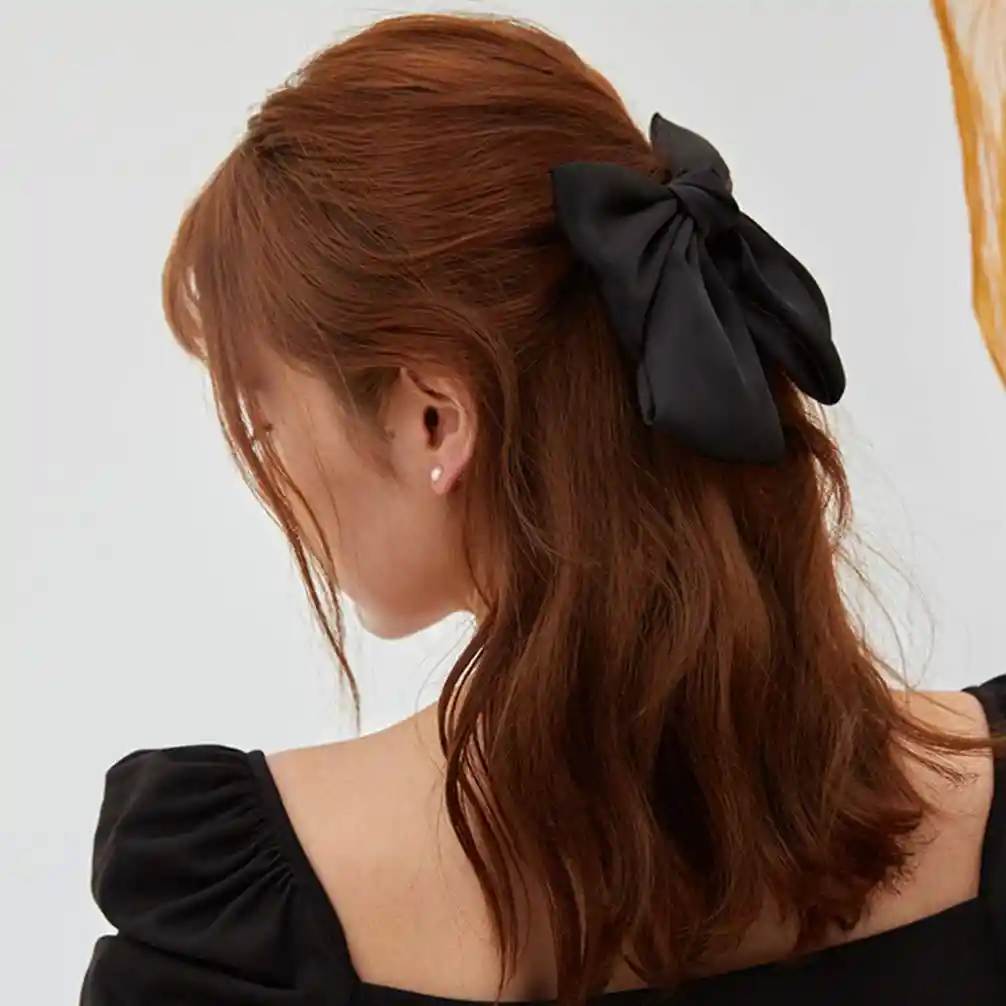 Moño Lazo Satín Para Cabello Pelo Con Hebilla