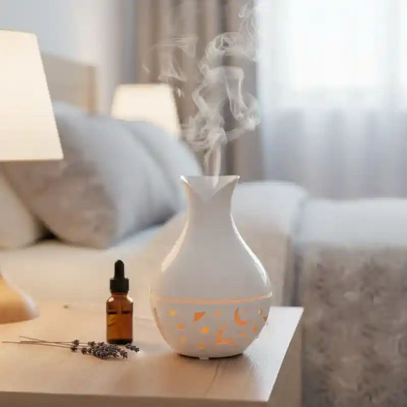 Humidificador Difusor Blanco Brillante Con Luces Estilo 2 Aromatizante