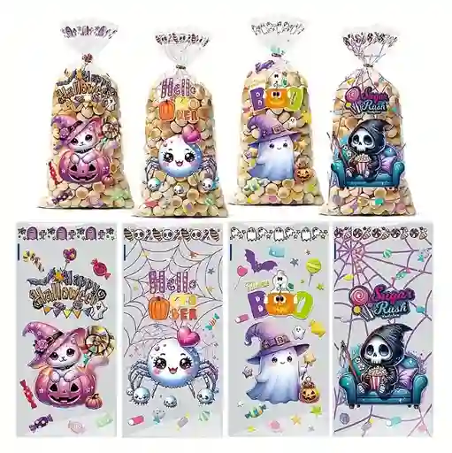 Bolsas Empaques Halloween Impresas 50 Unds