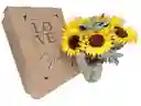Ramo Girasoles, Collar De Corazón, En Caja De Regalo