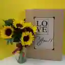 Ramo Girasoles, Collar De Corazón, En Caja De Regalo