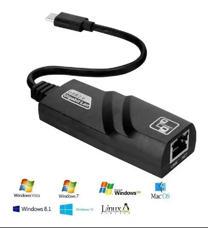 Convertidor Tipo C 3.1 A Rj45 Lan Ethernet Gigabit 1000mps