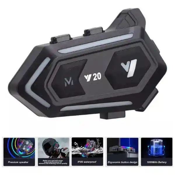 Intercomunicador Bluetooh Auricular Casco Moto V 20 Max