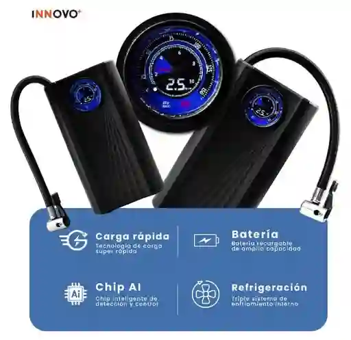 Compresor De Aire Portátil Recargable Digital Para Carro Moto Bicicleta
